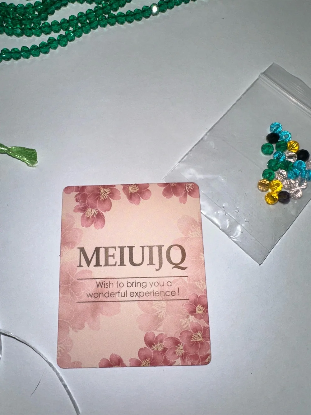 Green Bead Necklace DIY Kit with Cord and Accent Beads